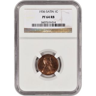 1936 Us Lincoln Wheat Cent Satin Proof 1c - Ngc Pf64 Rb photo