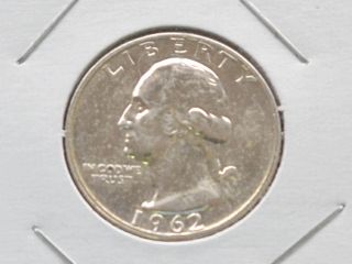 1962 - P Washington Quarter 90% Silver Proof U.  S.  Coin D1673 photo