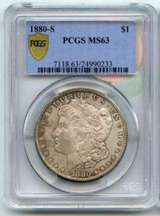 1880 - S Pcgs Ms 63 Morgan Silver Dollar - San Francisco - M1s Kn929 photo