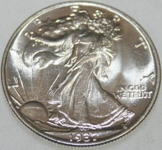 1937 P Walking Liberty Half Dollar Bu,  Shinny Silver Coin. photo