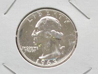 1963 - P Washington Quarter 90% Silver Proof U.  S.  Coin D1675 photo