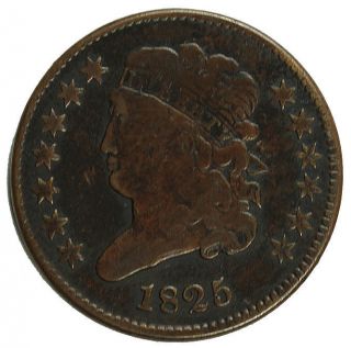 1825 Classic Head Copper Half Cent 1/2 Very Fine Vf photo