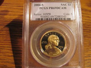 2004 - S Sacagawea Sac Golden $1 Pcgs Pr69dcam List=$32 photo