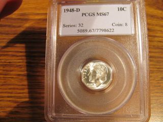 1948 - D (silver) Roosevelt Dime Pcgs Ms67 List=$100 photo