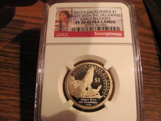 2013 - S Sacagawea $1 (treaty With The Delawares) Ngc Pr70 Ucam Early Releases photo