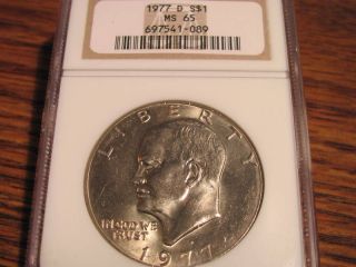 1977 - D (clad) Eisenhower (ike) $1 Ngc Ms65 photo