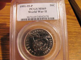 1991 - 1995 (1993) - P World War Ii (wwii) Half $1 Pcgs Ms69 List=$32 photo