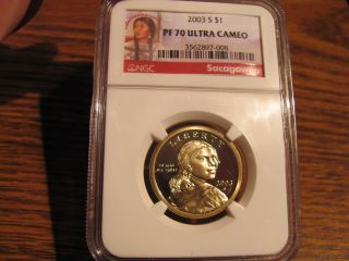 2003 - S Sacagawea Sac Golden $1 Ngc Pr70 Ucam Perfect photo