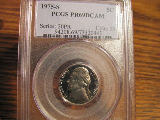 1975 - S Jefferson Nickel Pcgs Pr69 Dcam List=$42 photo