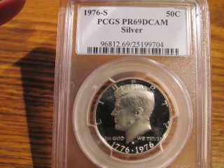 1976 - S (silver) Kennedy Half $1 Pcgs Pr69 Dcam List=$45 photo