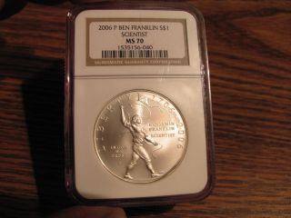 2006 - P (silver) Benjamin Franklin (scientist) Tercentenary $1 Ngc Ms70 photo