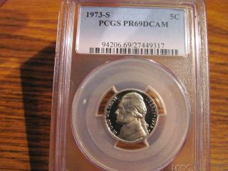 1973 - S Jefferson Nickel Pcgs Pr69 Dcam List=$50 Blazer photo