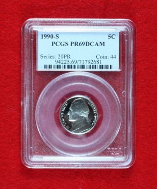 1990 - S Proof Jefferson Nickel Graded Pr69 Dcam By Pcgs photo