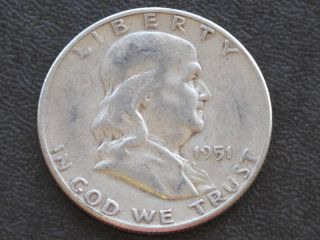 1951 - S Franklin Half Dollar 90% Silver U.  S.  Coin A2201 photo