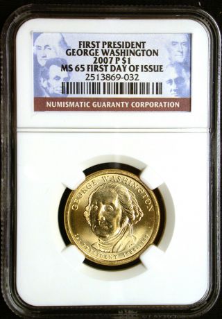 2007 P George Washington $1 First Day Of Issue Ngc Ms 65 photo