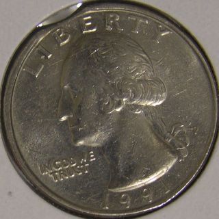 1991 P Washington Quarter (clipped Planchet) Error Coin,  Af 3 photo