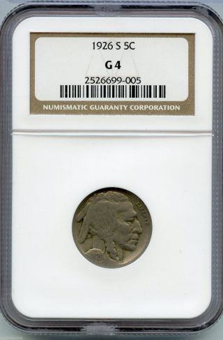 1926 - S Ngc G 4 Indian Head Buffalo Nickel - San Francisco - B5c Km625 photo