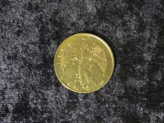 Guarduan Angel Gold Toned Brass Good Luck Token Coin - Flip photo