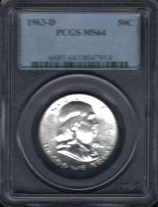 Pcgs Certified Silver Franklin Half Dollar 1963 - D Ms64 Uncirculated photo