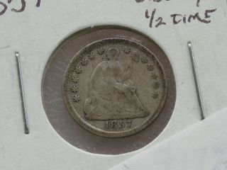 1857 - P Liberty Seated Silver Half Dime U.  S.  Coin C3455l photo