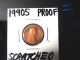 1990s Proof Lincoln Penny,  Has Fine Scratches On Obverse Small Cents photo 3