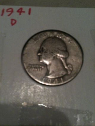 1941d Washington Silver Quarter,  90% Silver photo