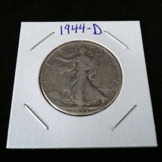 1944 D Walking Liberty 90% Silver Half Dollar.  900 Fine Silver Usa photo