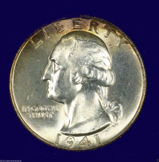 Washington Quarters Silver.  1941 D Choice Bu Ms Pq.  L2400 photo