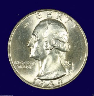 Washington Quarters Silver.  1949 D Choice Bu Ms Pq.  L2400 photo