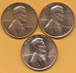 1970 - P - D - S Lincoln Memorial Pennies Bu (uncirculated) Lmcc 06 photo