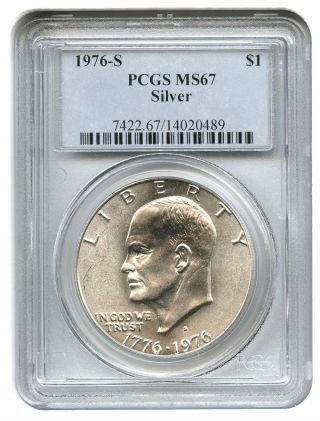 1976 - S $1 Pcgs Ms67 (silver) Eisenhower Dollar photo