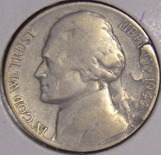 1944 P Silver War Nickel,  (lamination) Error Coin,  Ae 564 photo