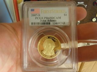 2007 - S Pcgs Pr69dcam Proof John Adams Dollar 1st Strike photo
