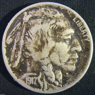 1917 - P Buffalo Nickel Interesting Toning And A Full Horn (though Barely. . . ) 17 photo