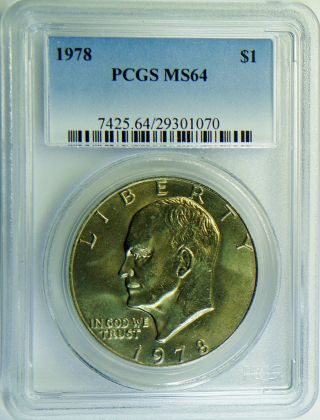 1978 - P Ike Dwight Eisenhower $1 Dollar Certified Pcgs Ms - 64 Coin photo