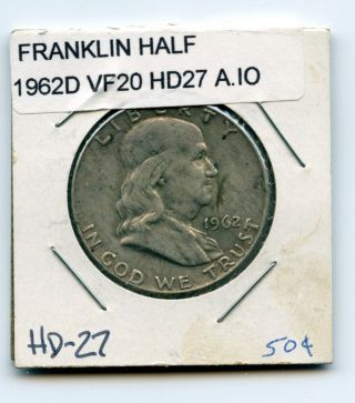 1962d Franklin Half Dollar Coin photo