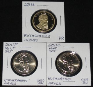 2011s Pres.  Rutherford Hayes Proof,  & 2011 P & D Gem Bu Dollars photo