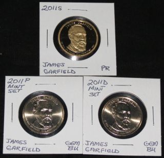2011s Pres.  James Garfield Proof,  & 2011 P & D Gem Bu Dollars photo