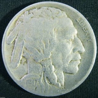1917 - P Buffalo Nickel Strong Solid Date And Major Details 14 photo