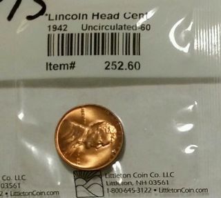 1942 P Uncirculated Lincoln Cent.  Penny. . photo