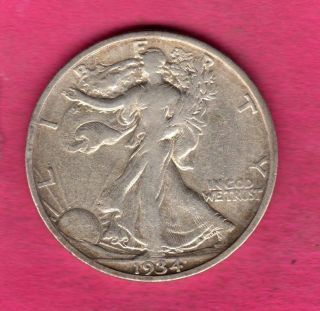 1934 - S Silver Walking Liberty Half Dollar - Fine photo