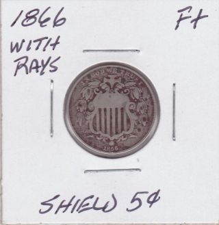 F+ 1866 With Rays Shield Nickel F+ photo