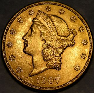 1907 D Liberty Head $20 Gold Double Eagle Very Appealing Beauttiful photo