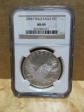 2008 Bald Eagle Silver Dollar Commemorative Ngc Ms69 photo
