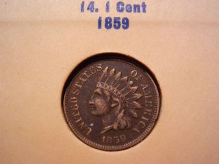 1859 Indian Head Penny Old Us Copper Nickel Coin Indian Cent photo