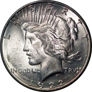 1922 - S $1 Silver Peace Dollar Bu - Gem Bu In A Slab photo