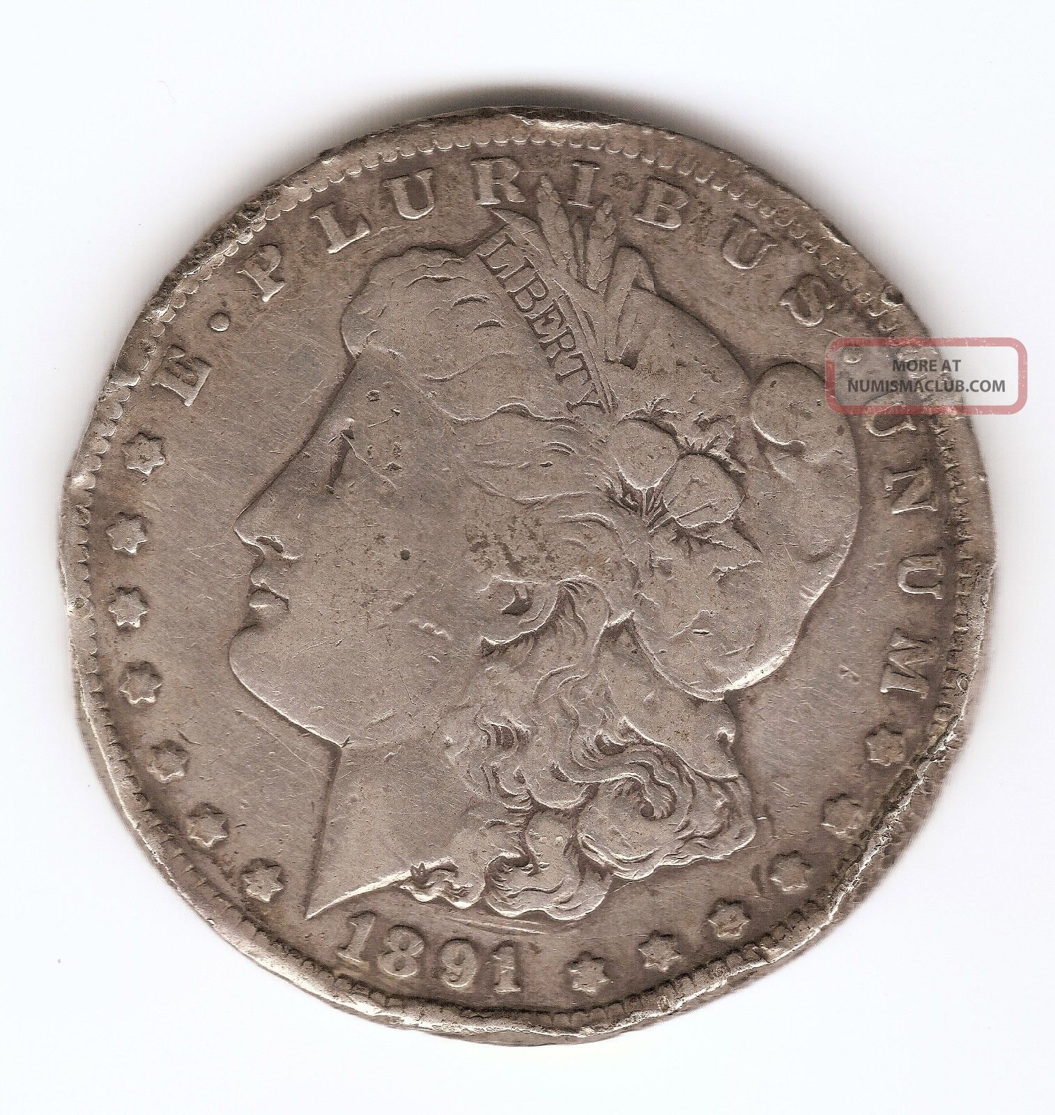 1891 - Cc $1 Morgan Silver Dollar