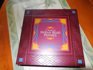 25 Years Of Indian Head Pennies 1888 - 1906 Variety W/wooden Collectors Box W/key photo