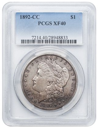1892 - Cc Morgan Silver Dollar $1 - Pcgs Xf40 photo