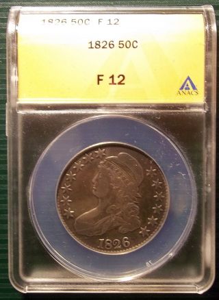 1826 Capped Bust Half Dollar,  Anacs Graded Fine,  Coin photo
